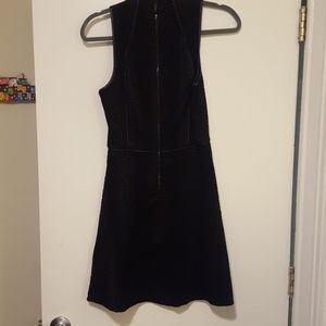 High neck dress with faux leather trim